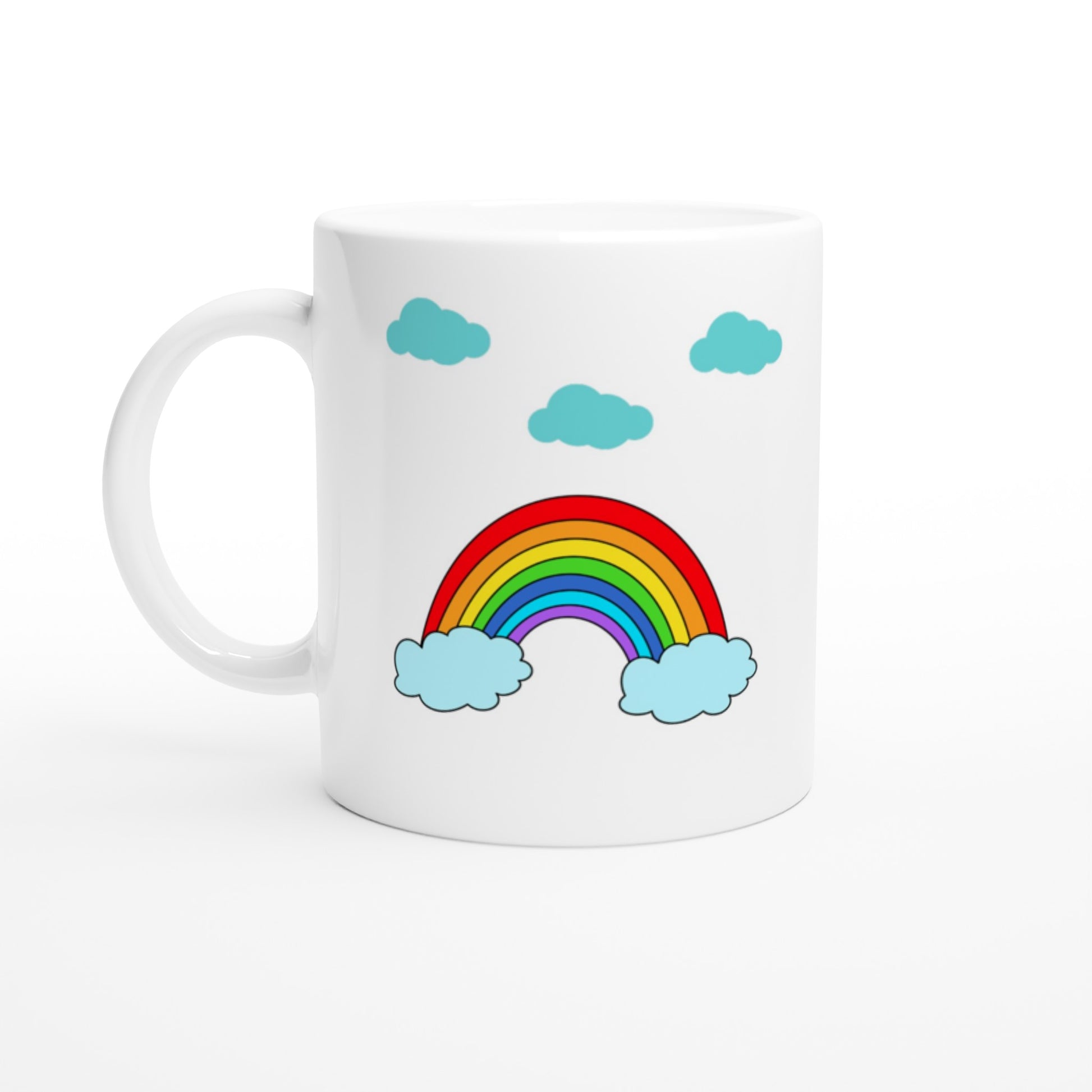 Taza con diseño de arcoiris y frase motivadora 