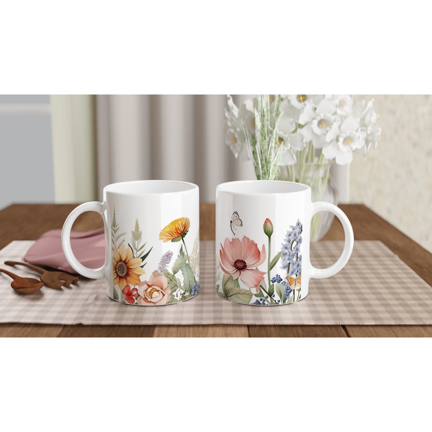 Taza de café con flores bonitas