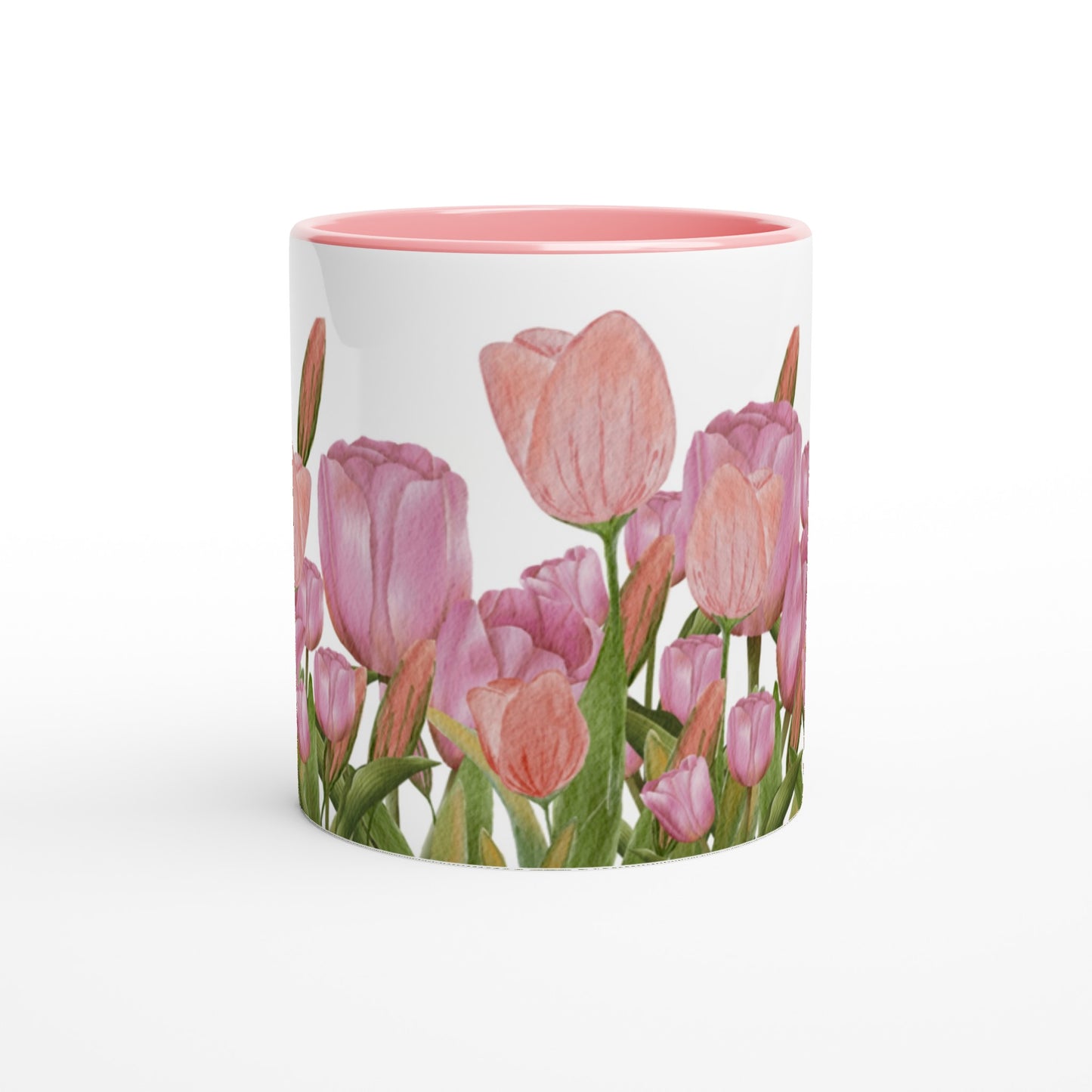 Taza de café con diseño de tulipanes 