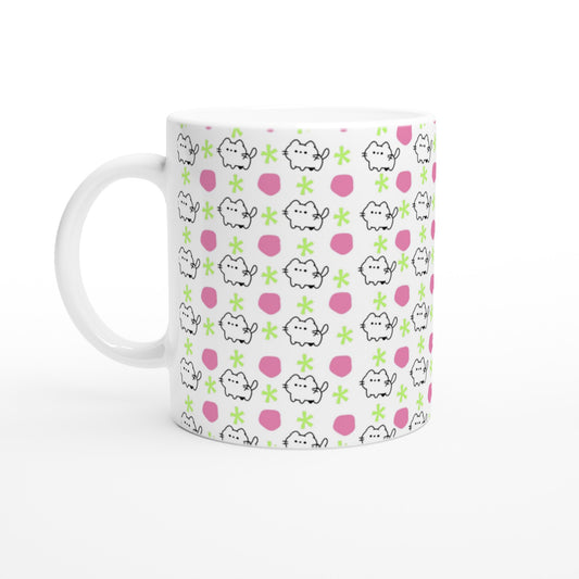 Taza con diseño de gatitos hermosos y flores