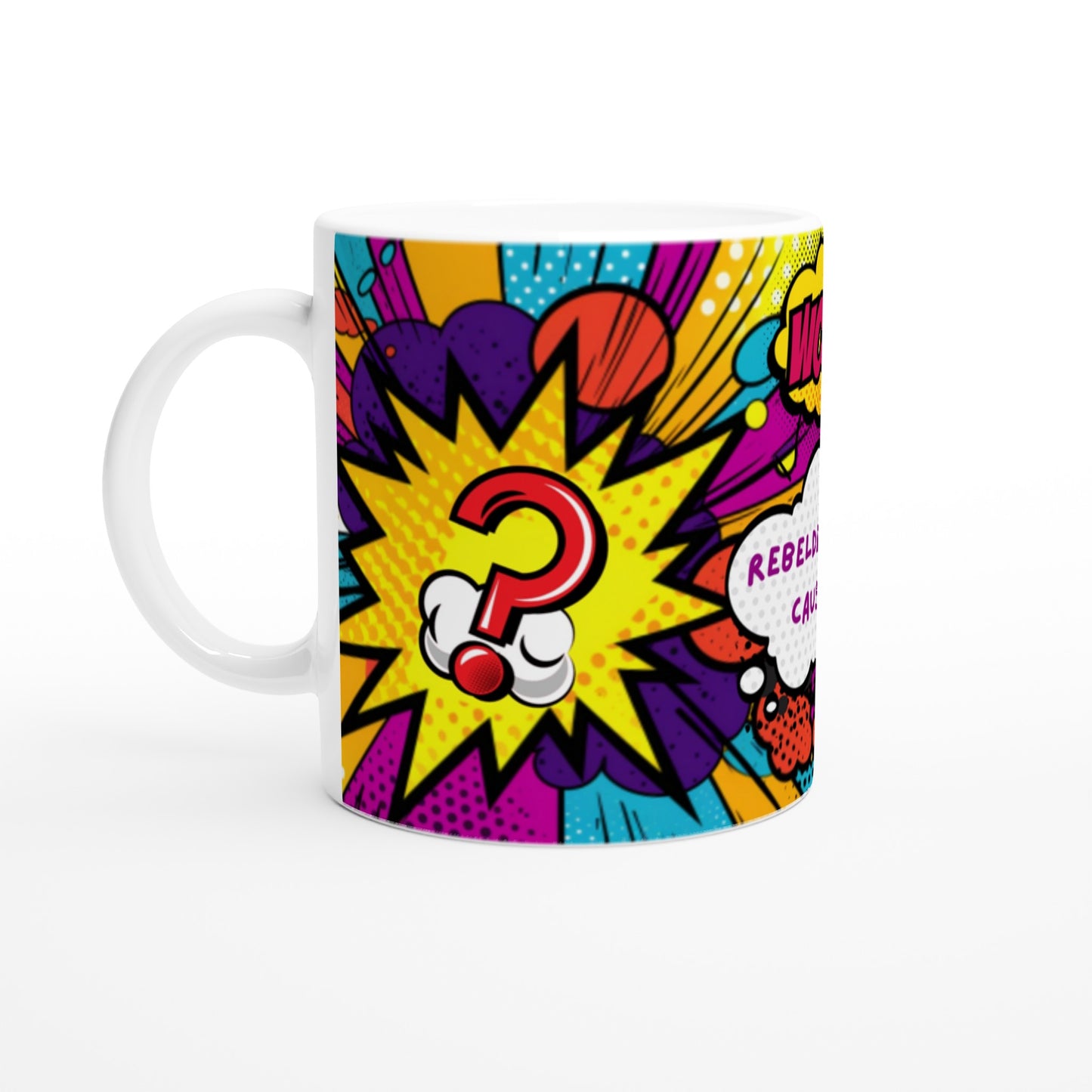 Taza de café con diseño estilo pop art