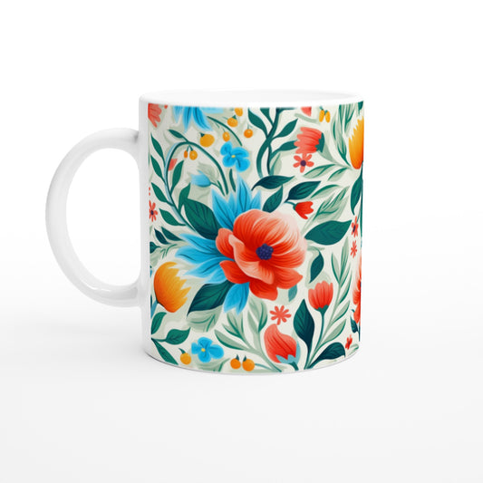 Taza colorida con flores