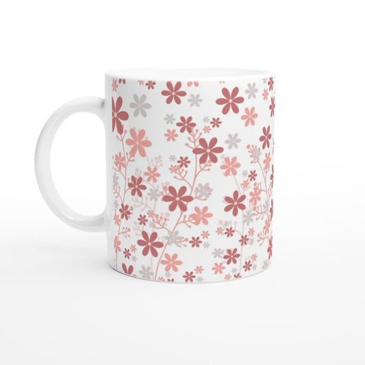 Taza de café con flores 