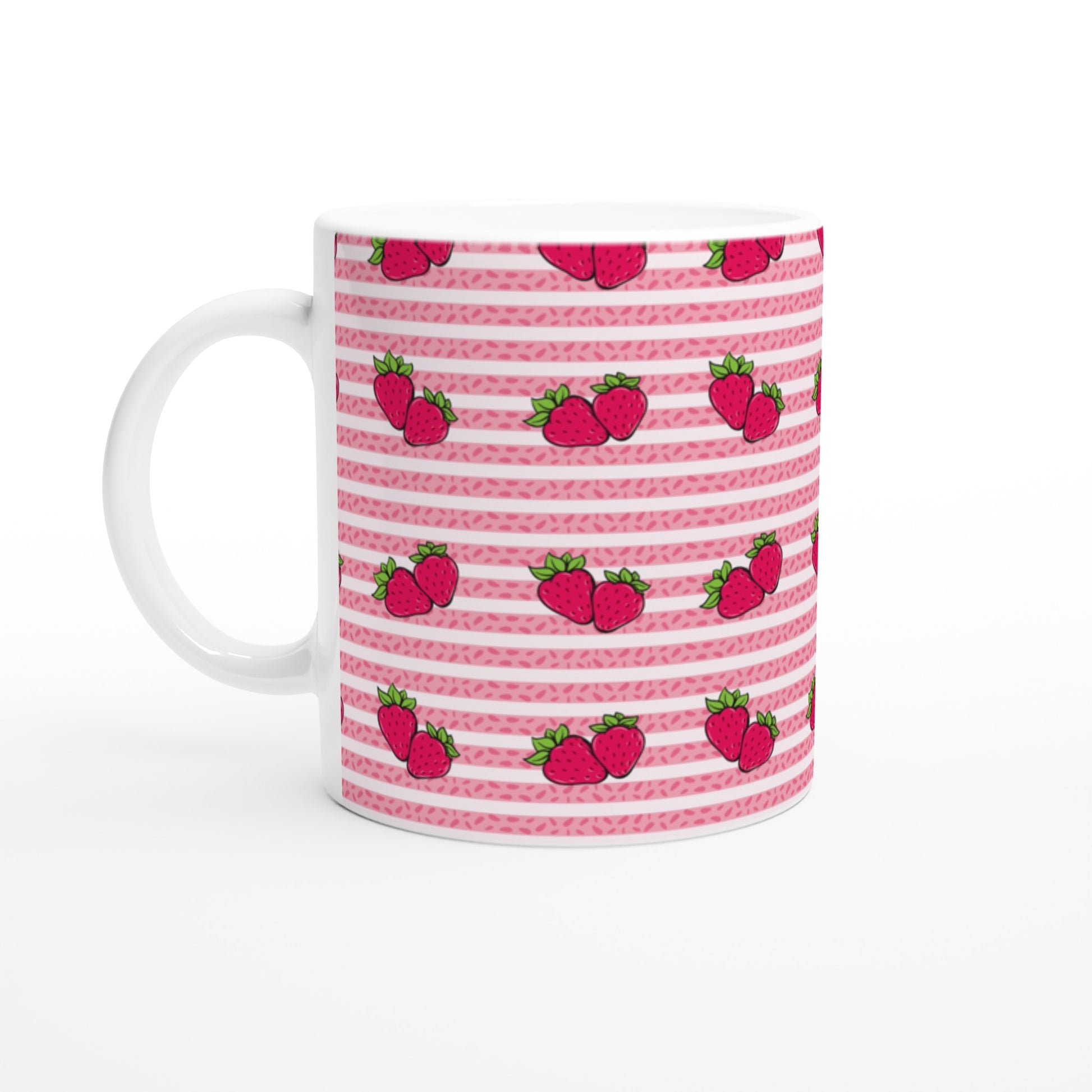 Taza con diseño de fresas