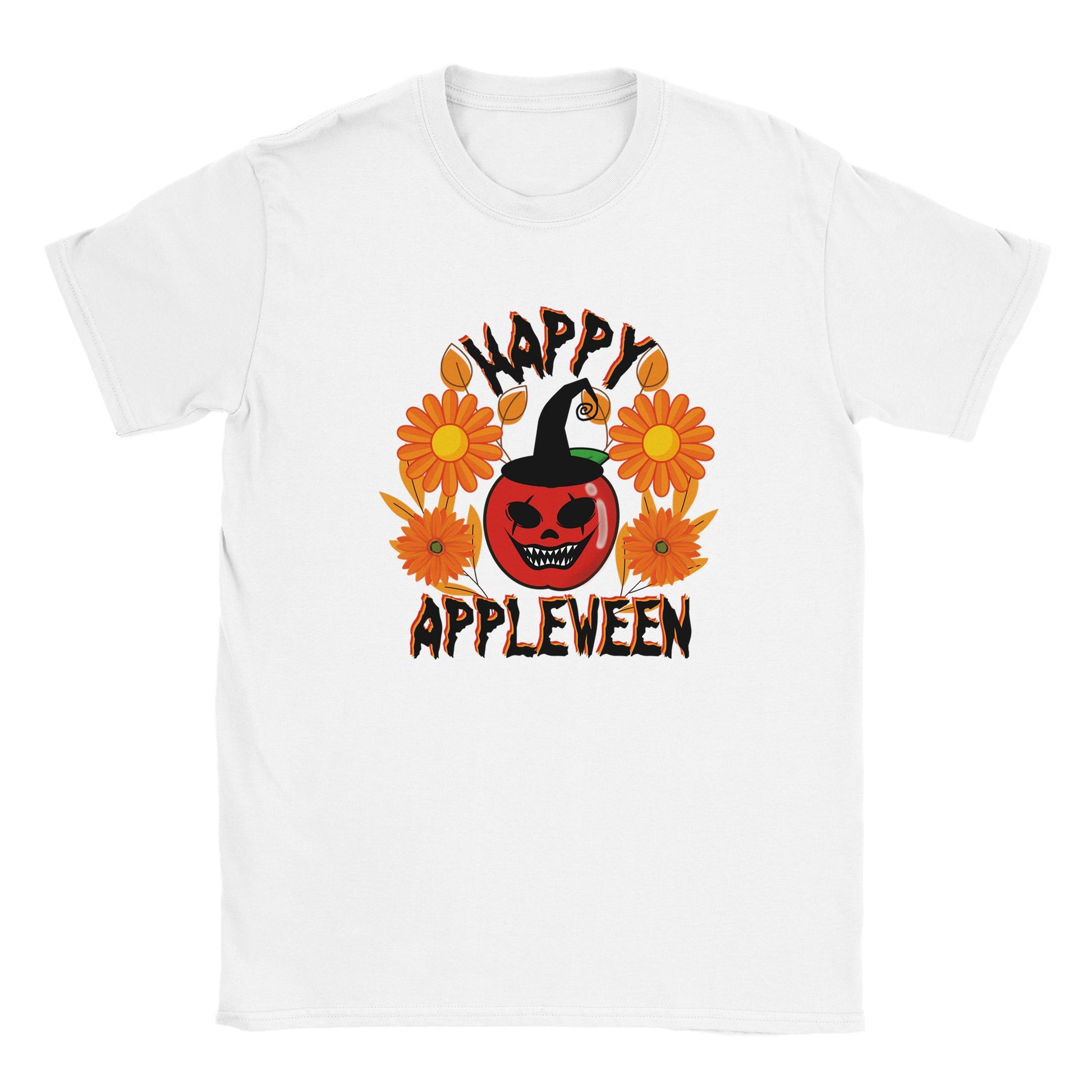 Camiseta de halloween blanca con manzana