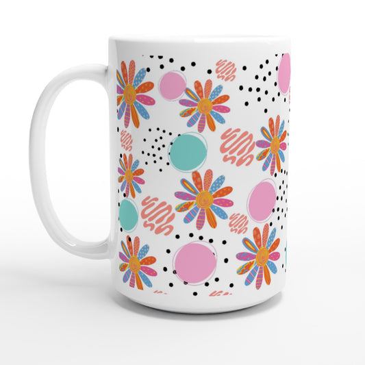 Taza grande de desayuno con flores