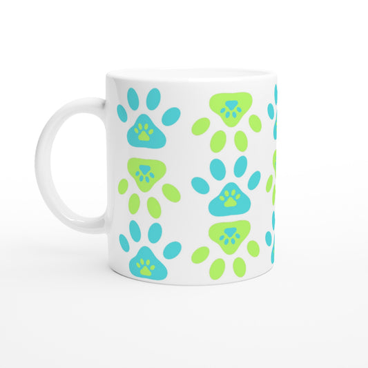 Taza original de cerámica con huellas de perros