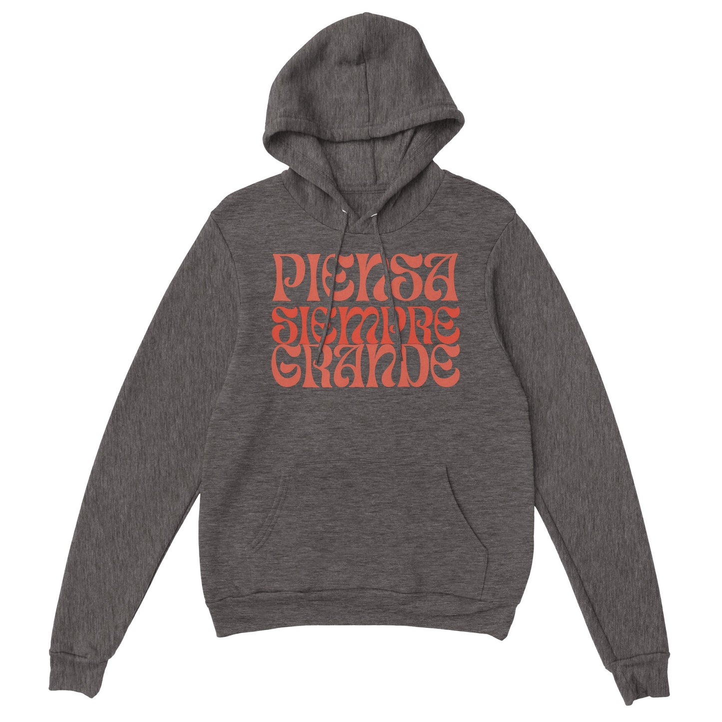 Sudadera gris oscuro con capucha y diseño en el pecho de mensaje