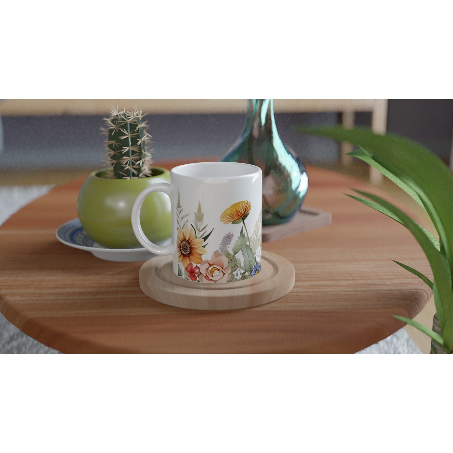 Taza para regalar con diseño de flores 