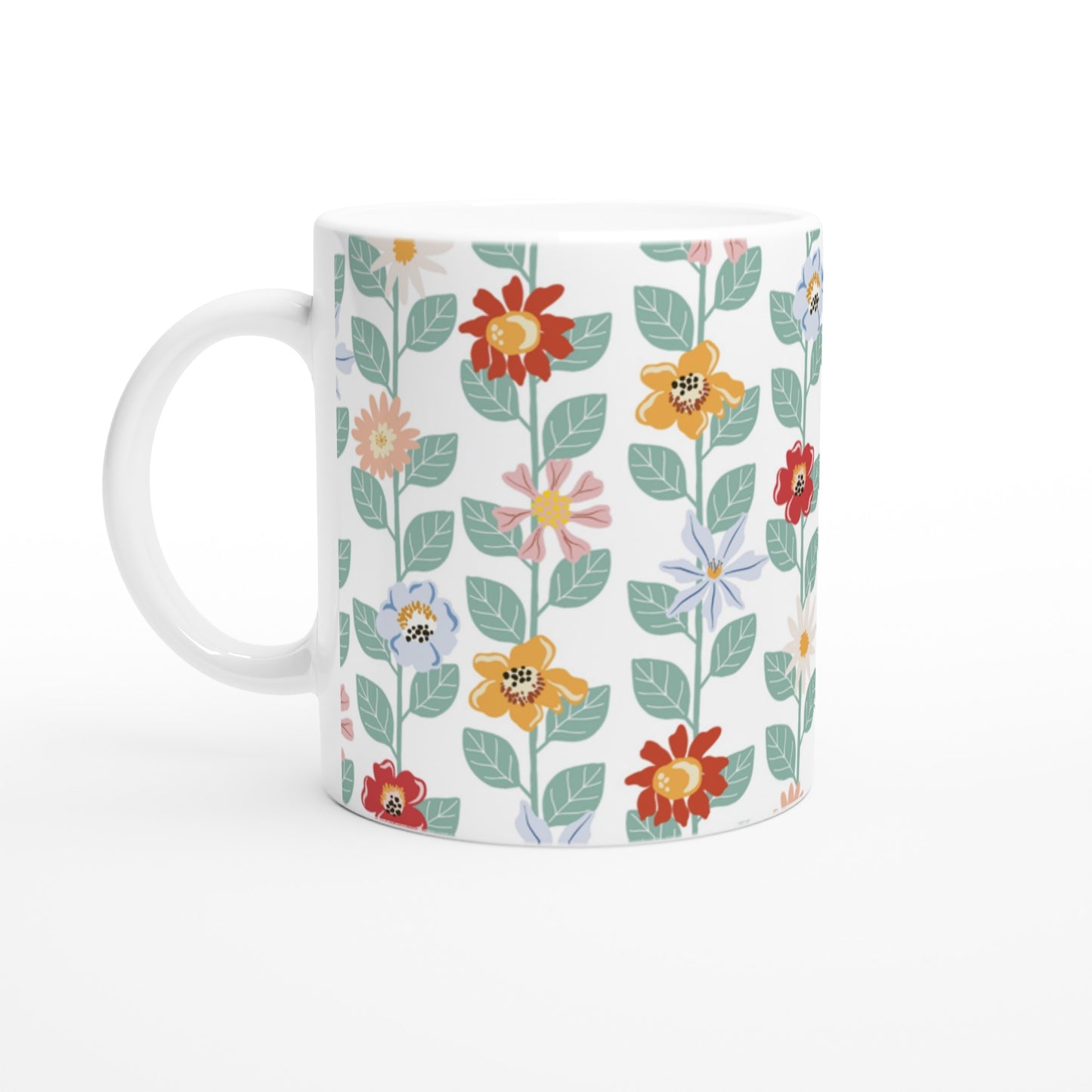 Taza de café para mujer con flores