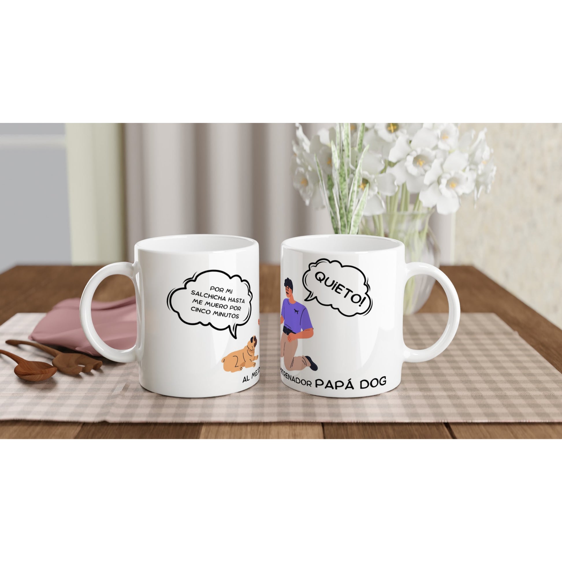 Taza graciosa con perro y papá perruno