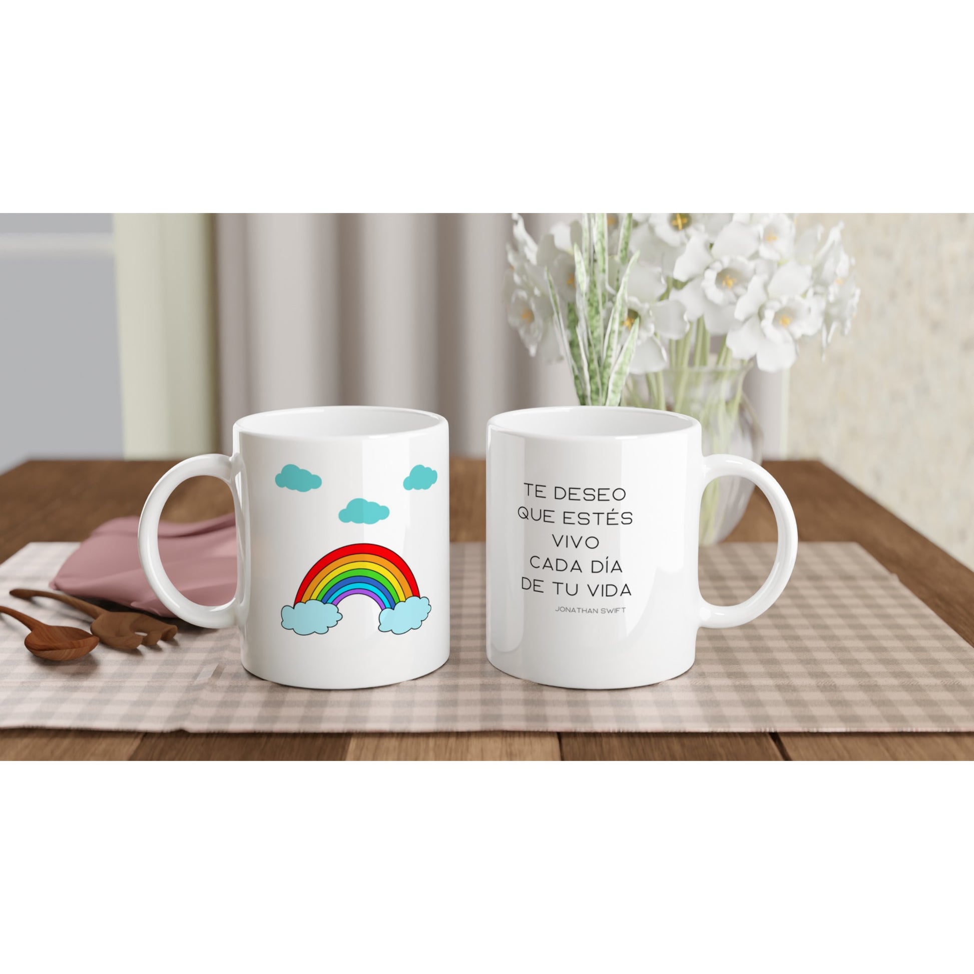 Taza con bonito mensaje de inspiración