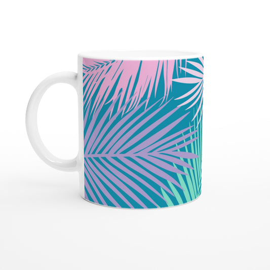 Taza de café con palmeras