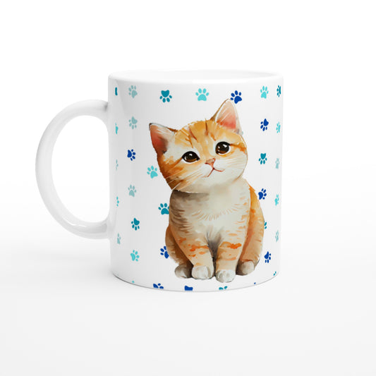 Taza de café con bonito gato