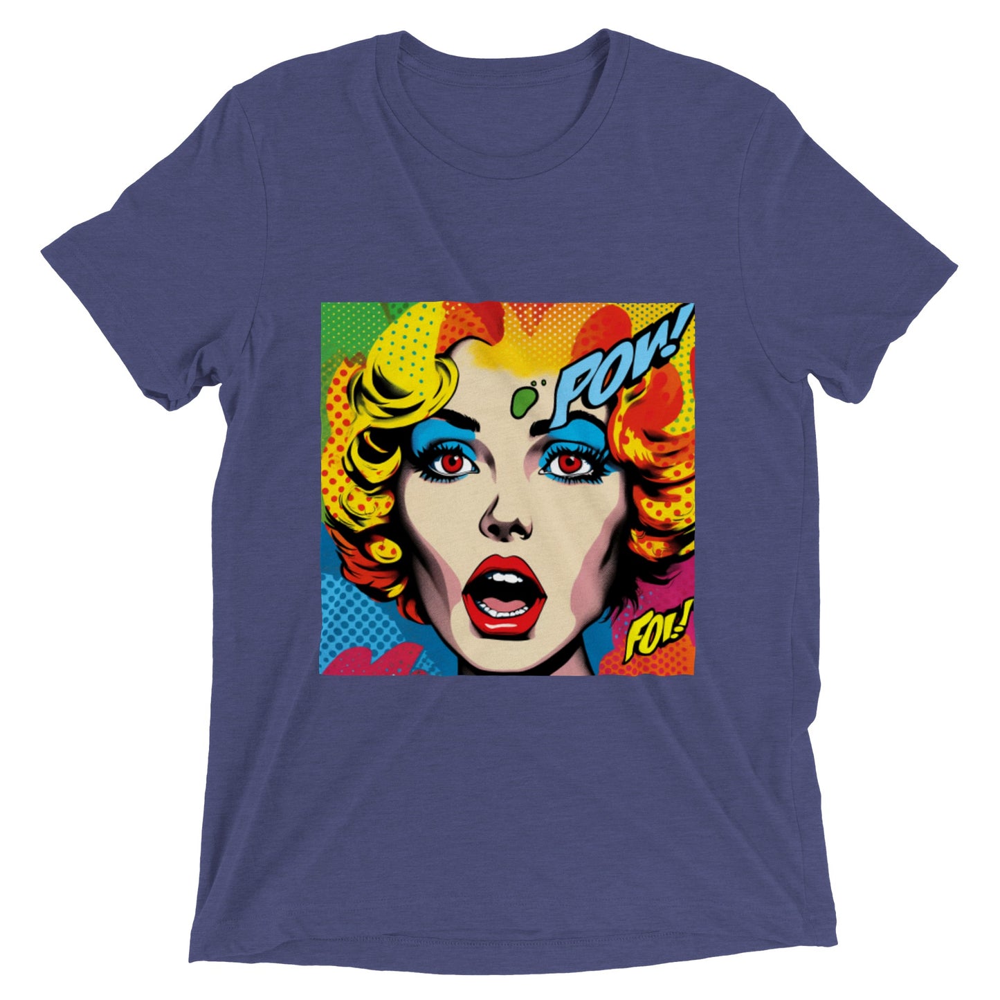 Camiseta azul marino con rostro del pop art