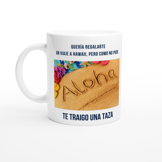 Taza con felicitación de cumpleaños al estilo hawai