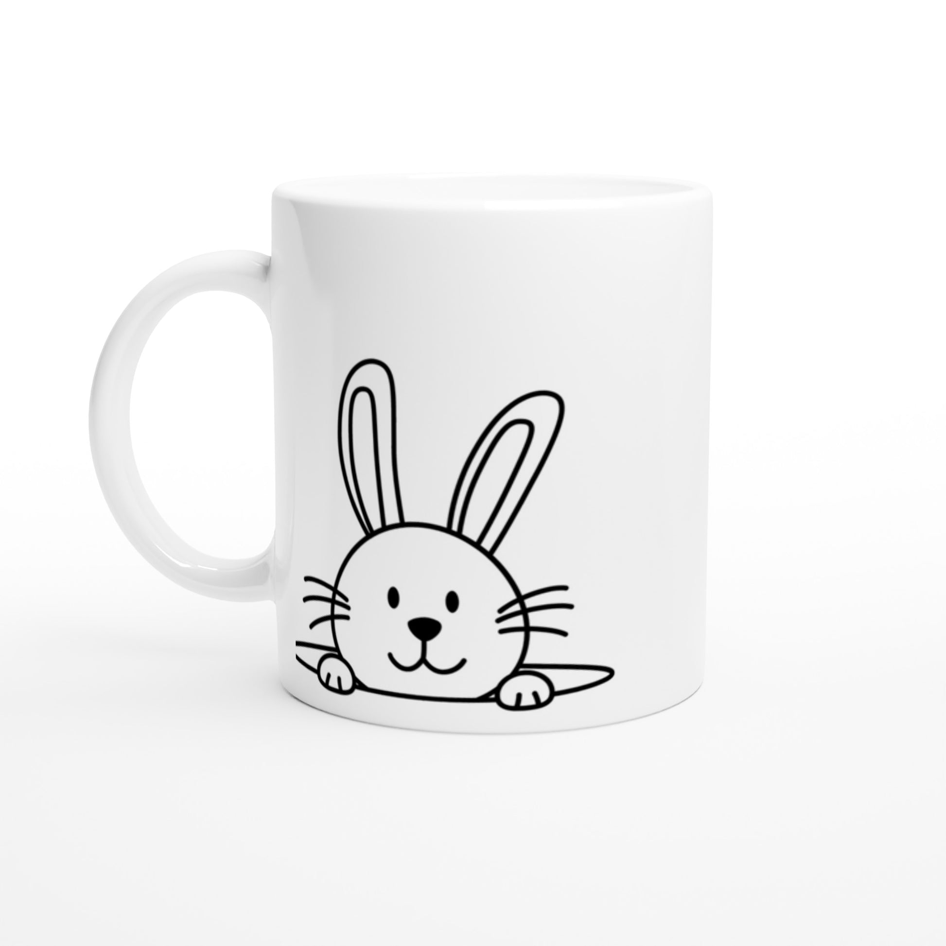 Taza minimalista con dibujos de conejos