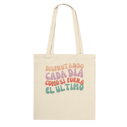 Bolsa de tela para la compra con diseño de frase retro