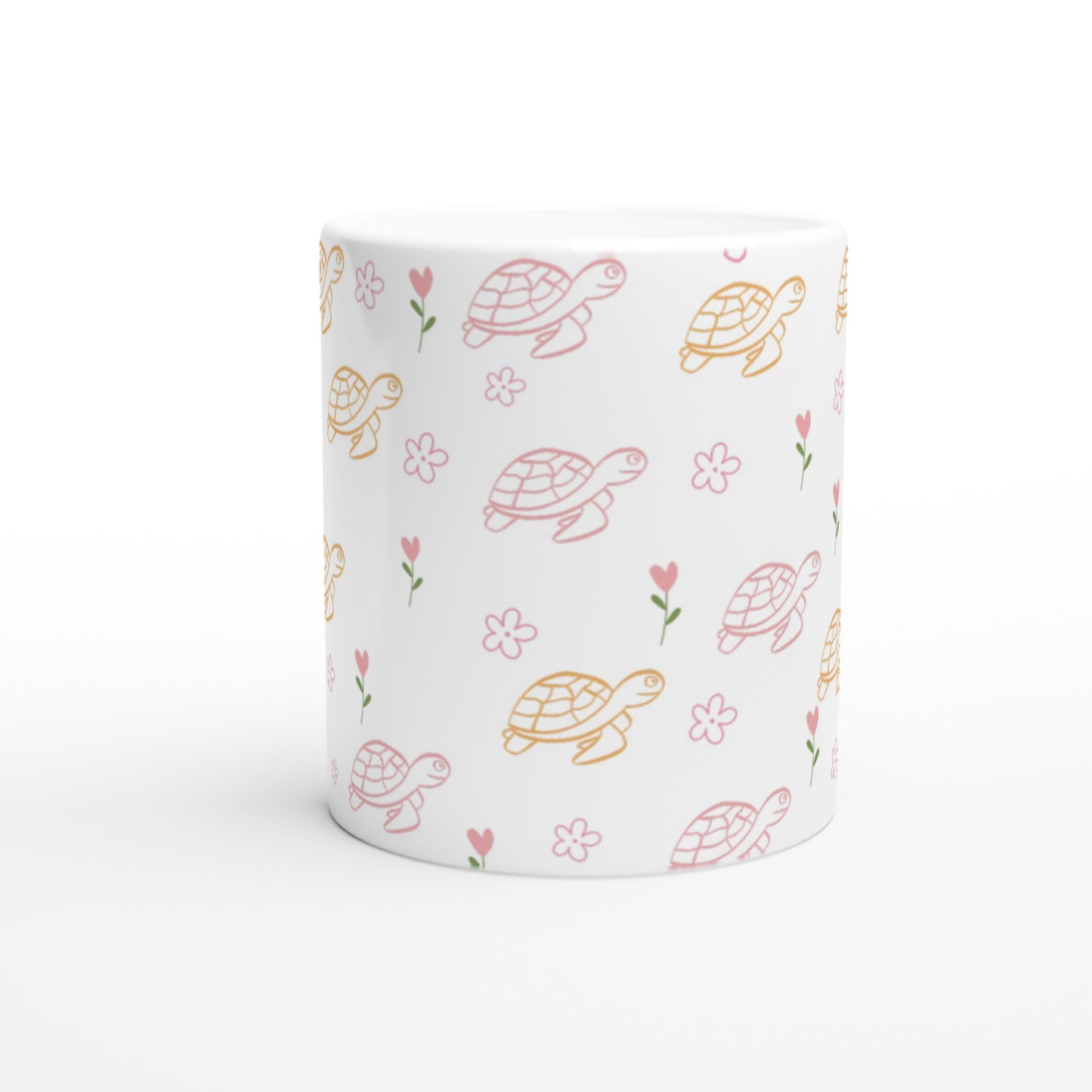 Taza con tortugas y flores