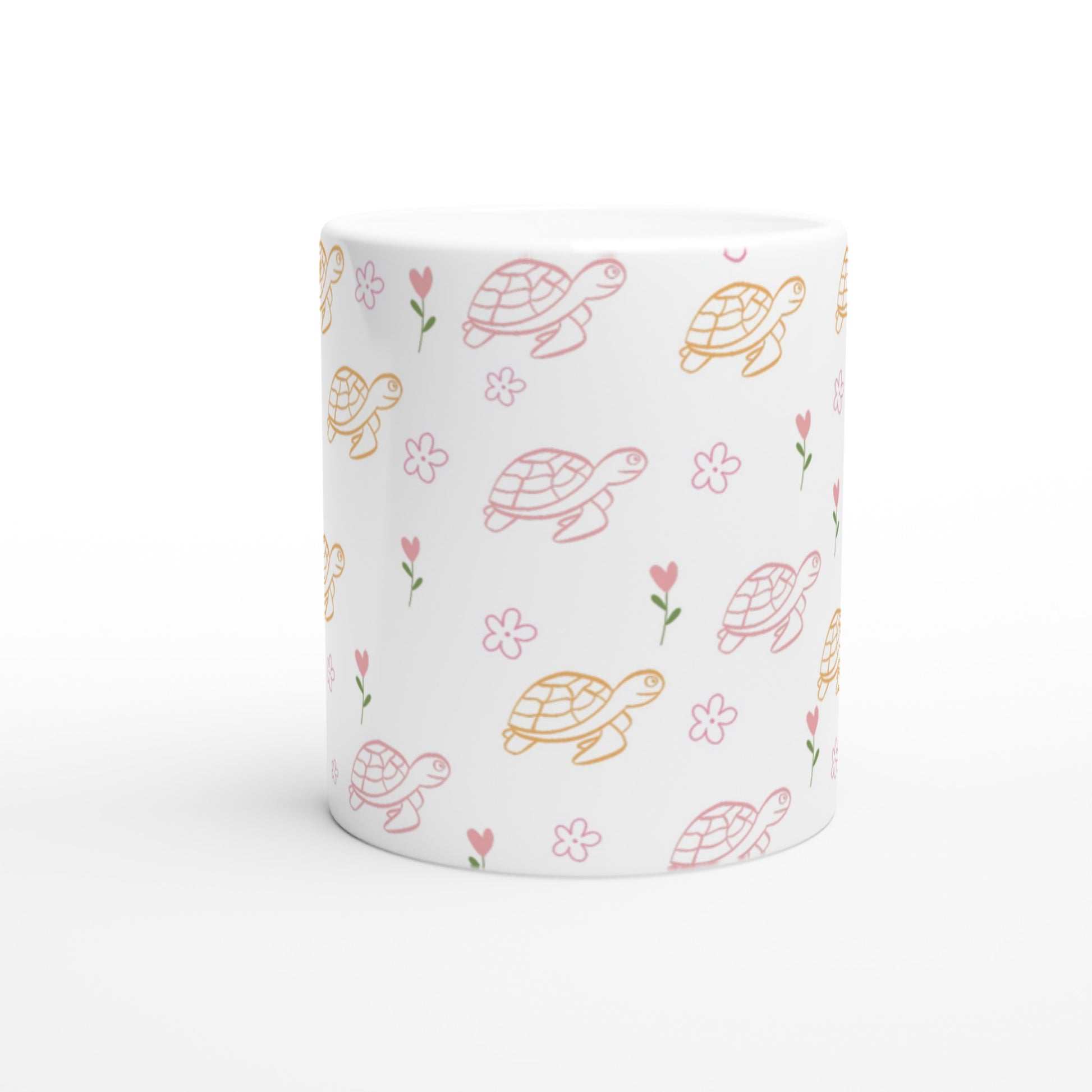 Taza con tortugas y flores