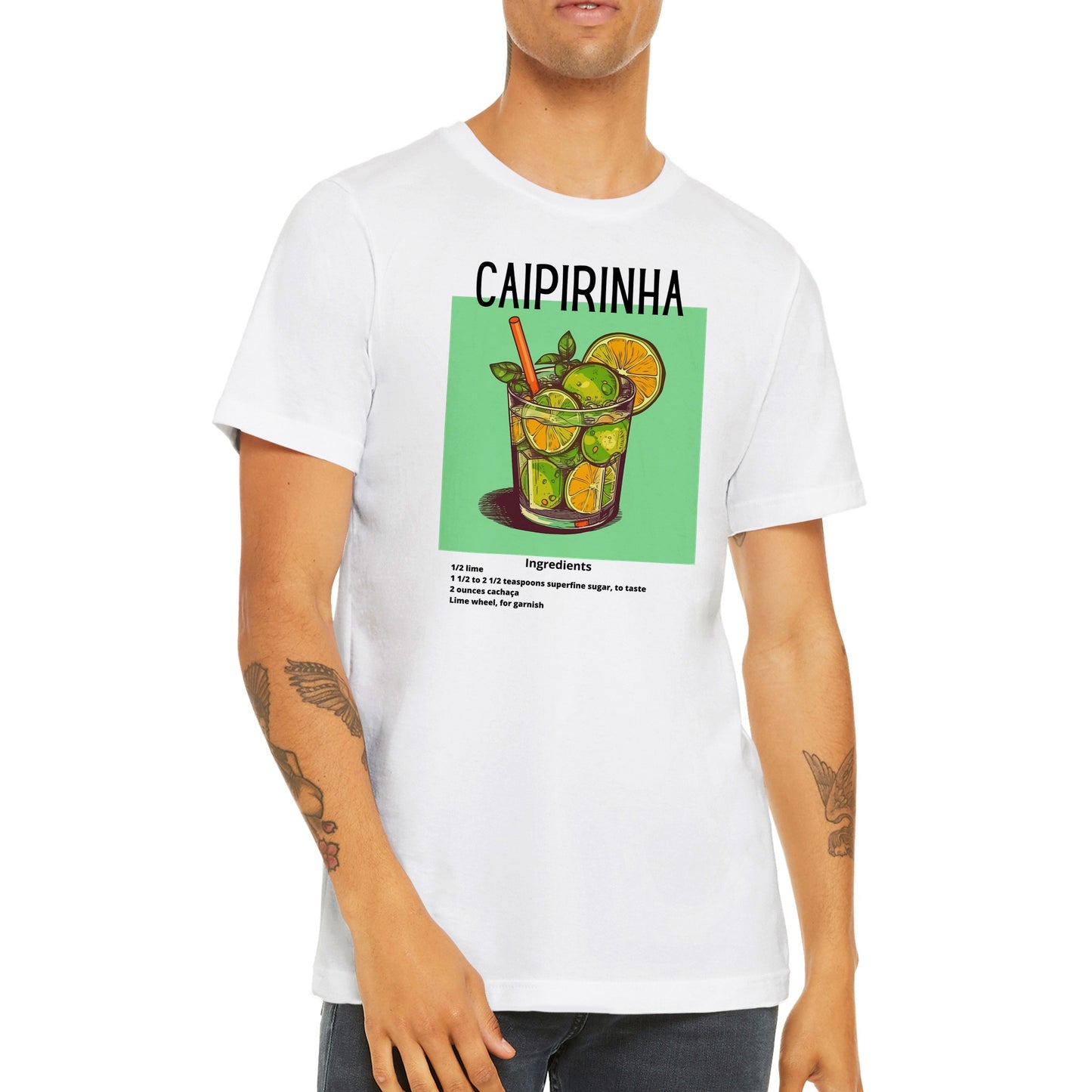 Camiseta blanca de hombre con diseño de caipirinha