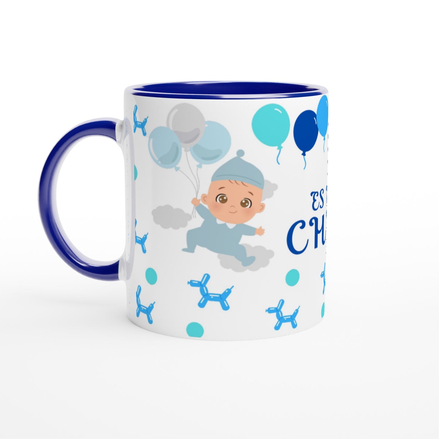 Taza con diseño de bebés, especial para el día de revelación de sexo varón 