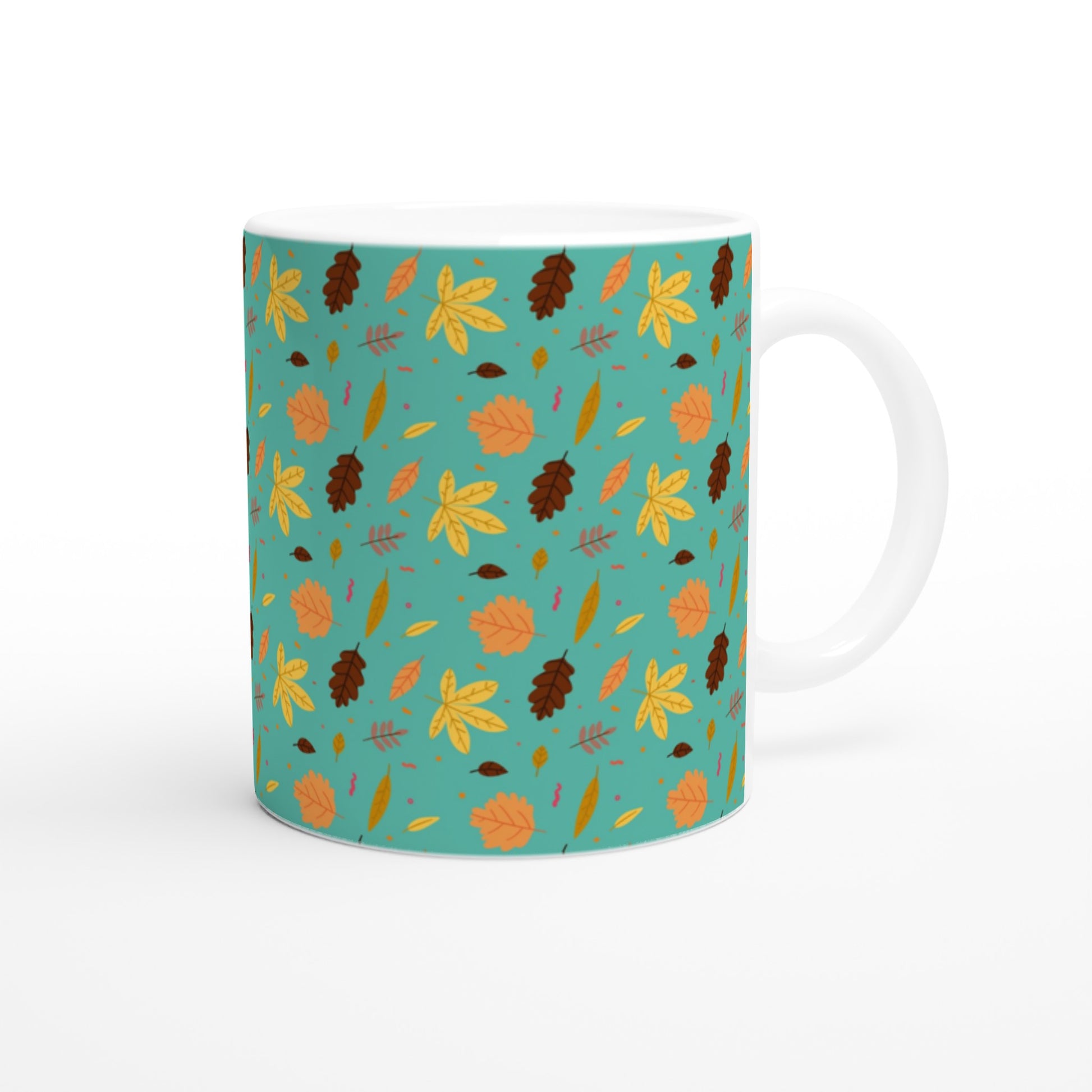 Taza grande de café con motivo de otoño