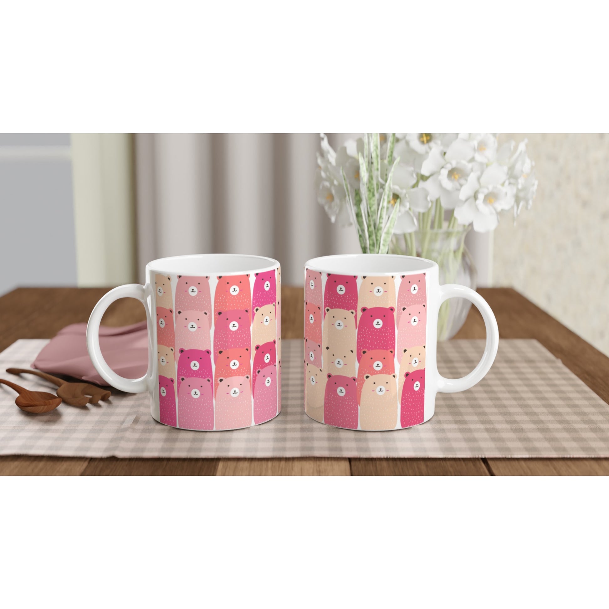 Taza para café con diseño de osos rosas
