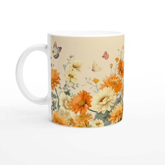 Taza floral con margaritas