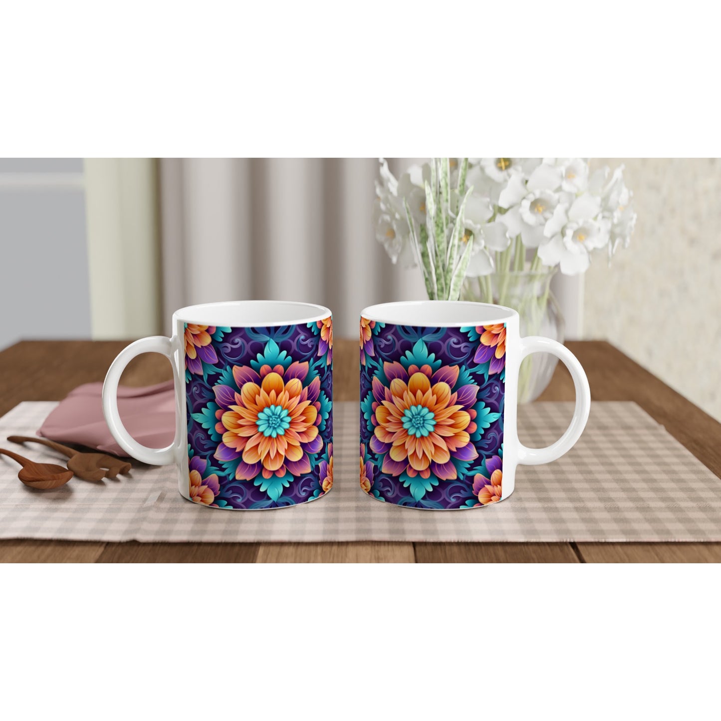 Taza bonita con diseño de mandala