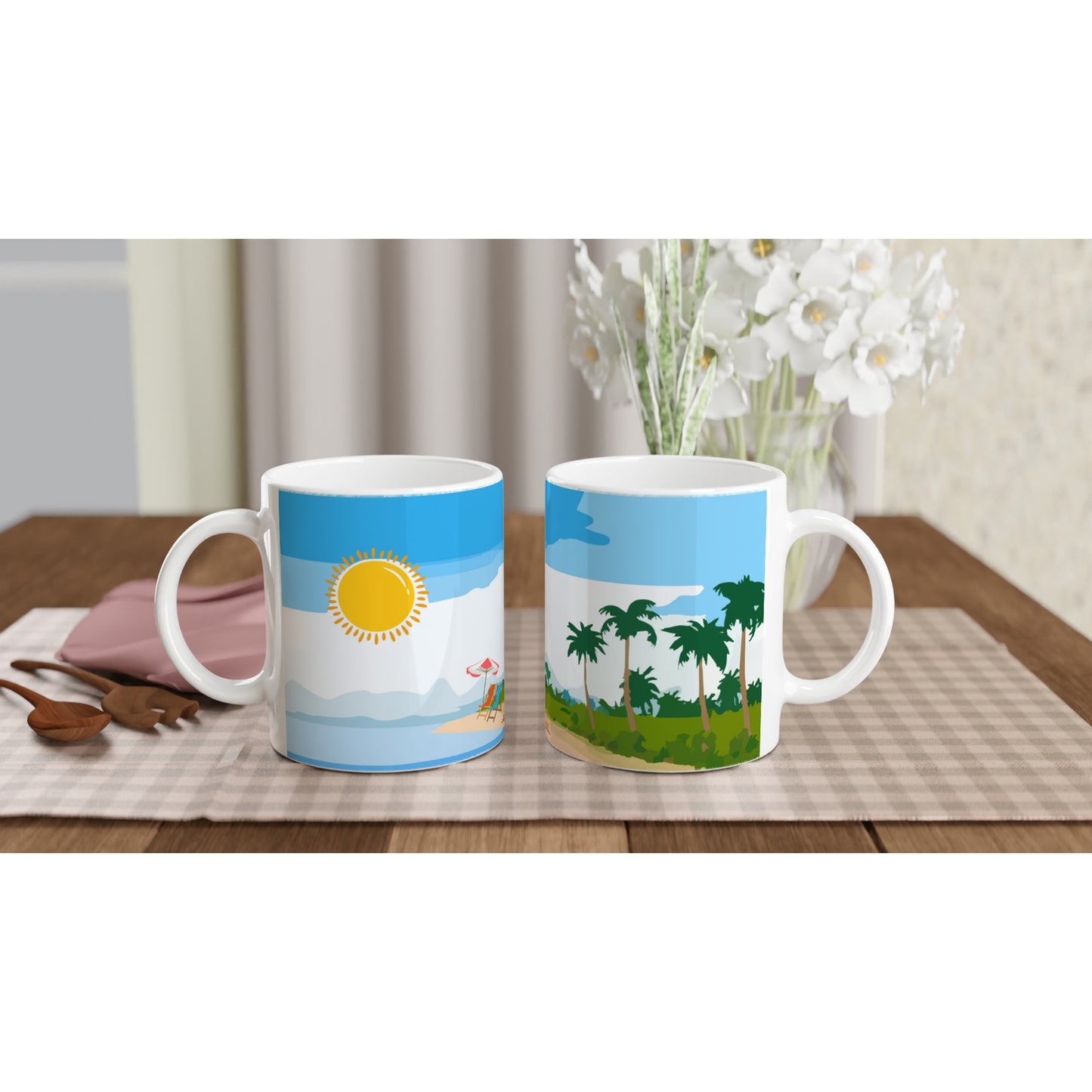 Tazas originales para café con paisaje de playa