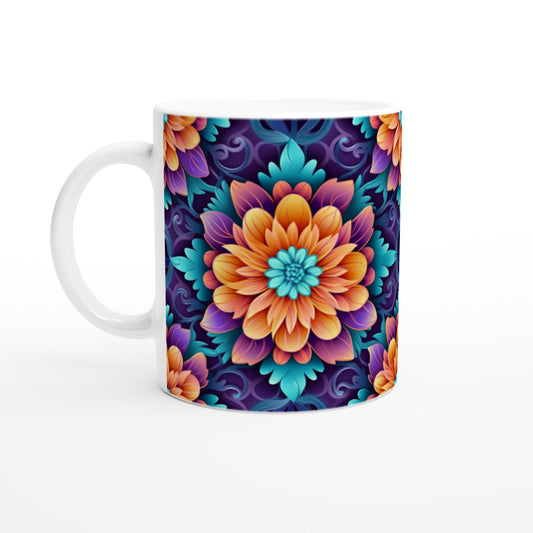 Taza con diseño colorido de un mandala