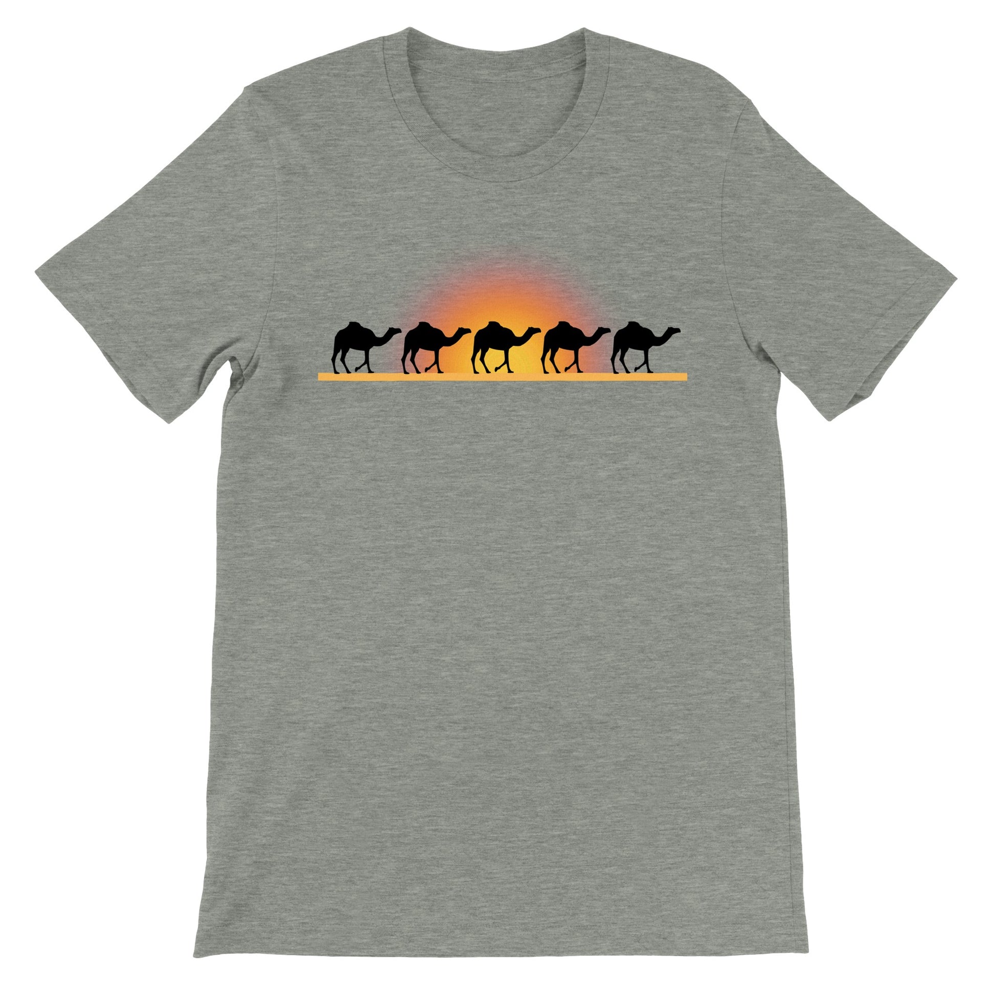 Camiseta gris para hombre con diseño de caravana de camellos