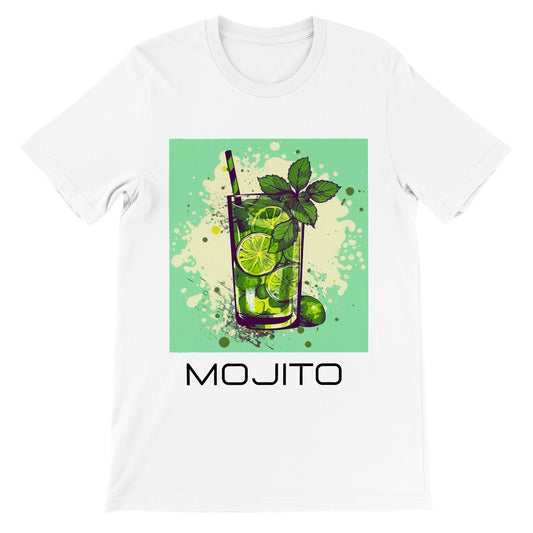 Camiseta blanca con diseño de un mojito