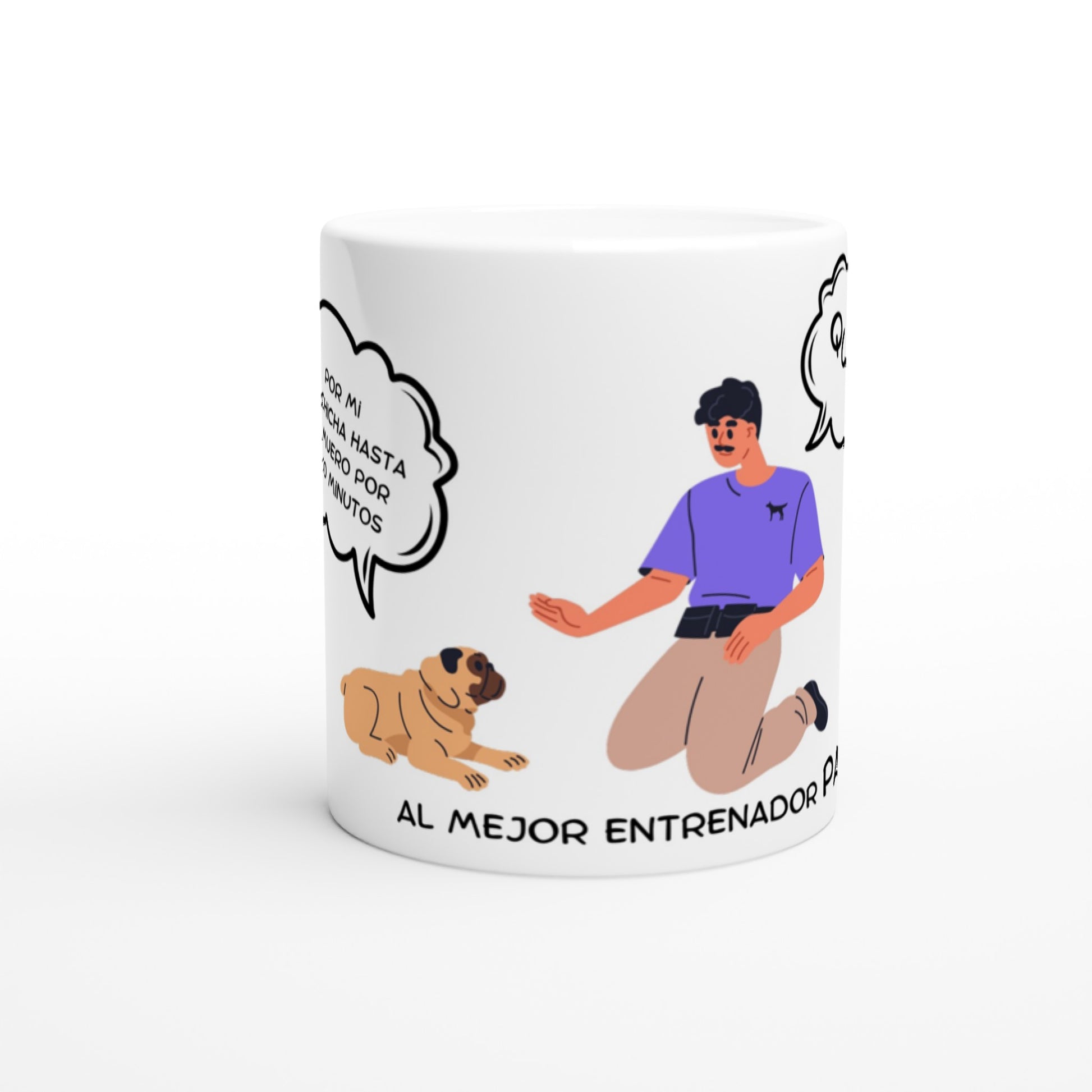 Taza papá perruno graciosa, con diseño de un hombre entrenando a su perro