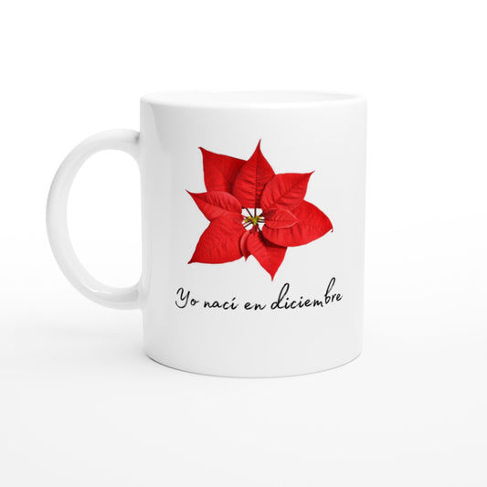 Taza con la flor de pascua especial para los nacidos en diciembre 