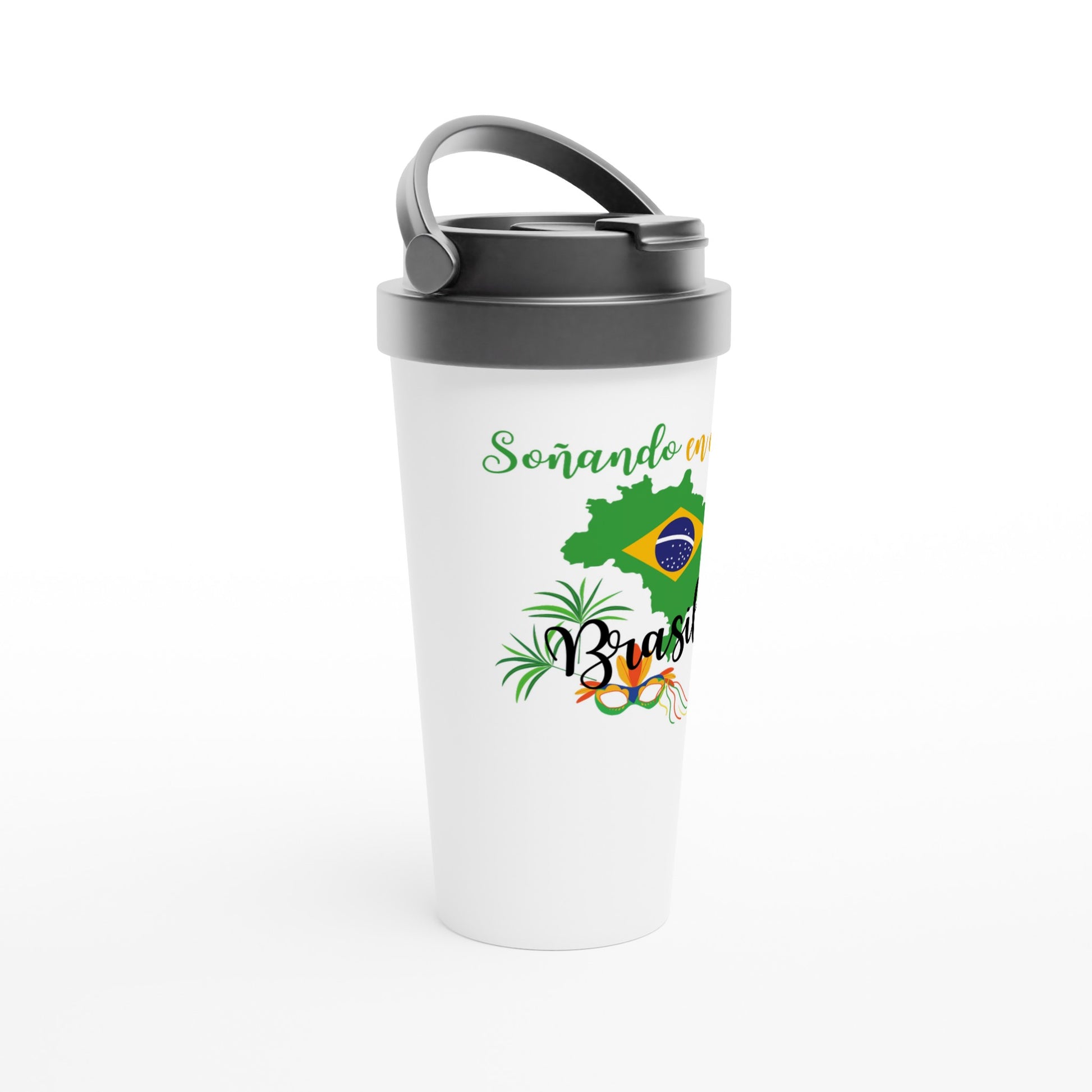 Taza de acero para conservar el café diseño brasil