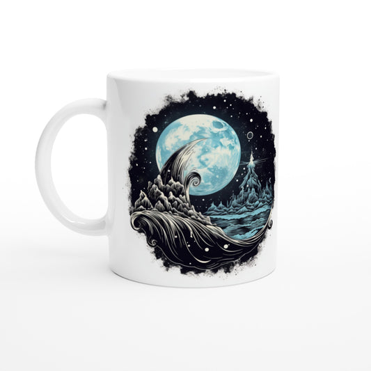 Taza con paisaje nocturno con luna