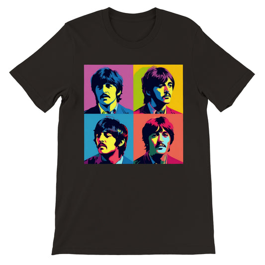 Camiseta negra  de hombre con foto de The Beatles