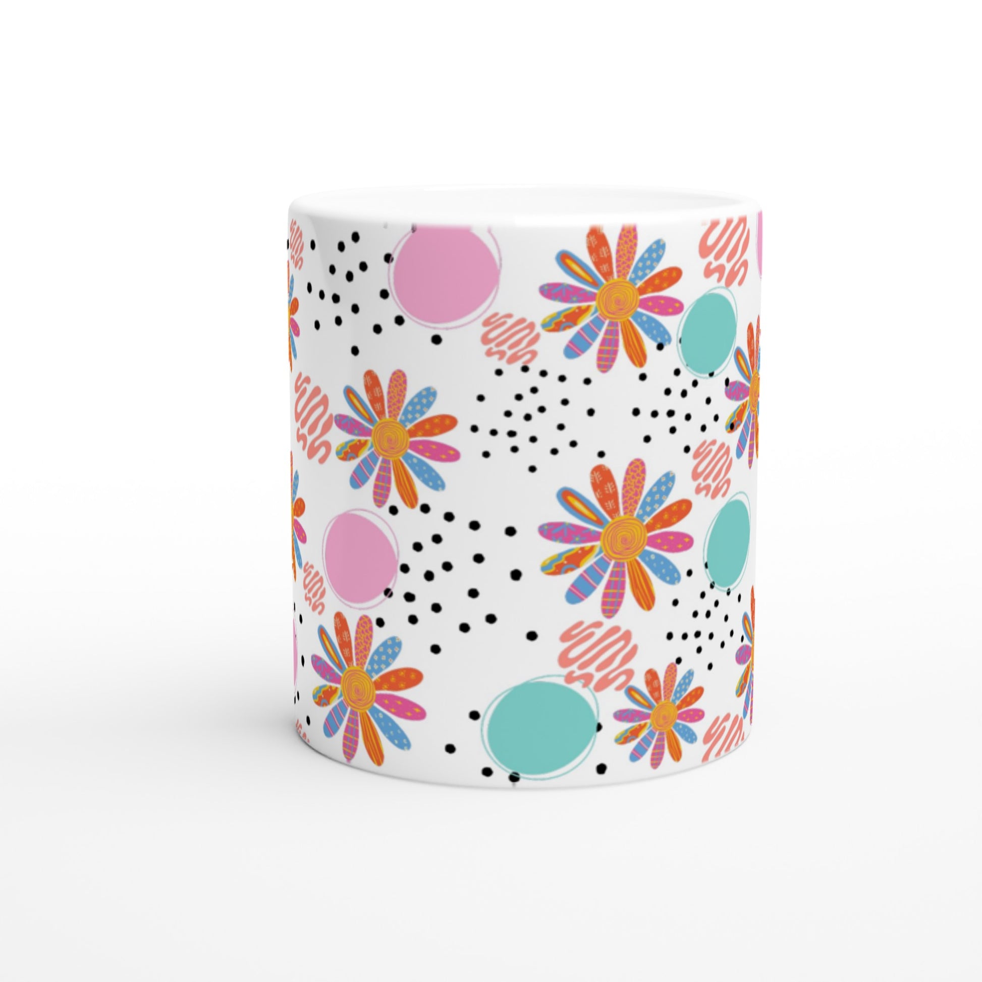 Taza bonita con diseño de flores de colores