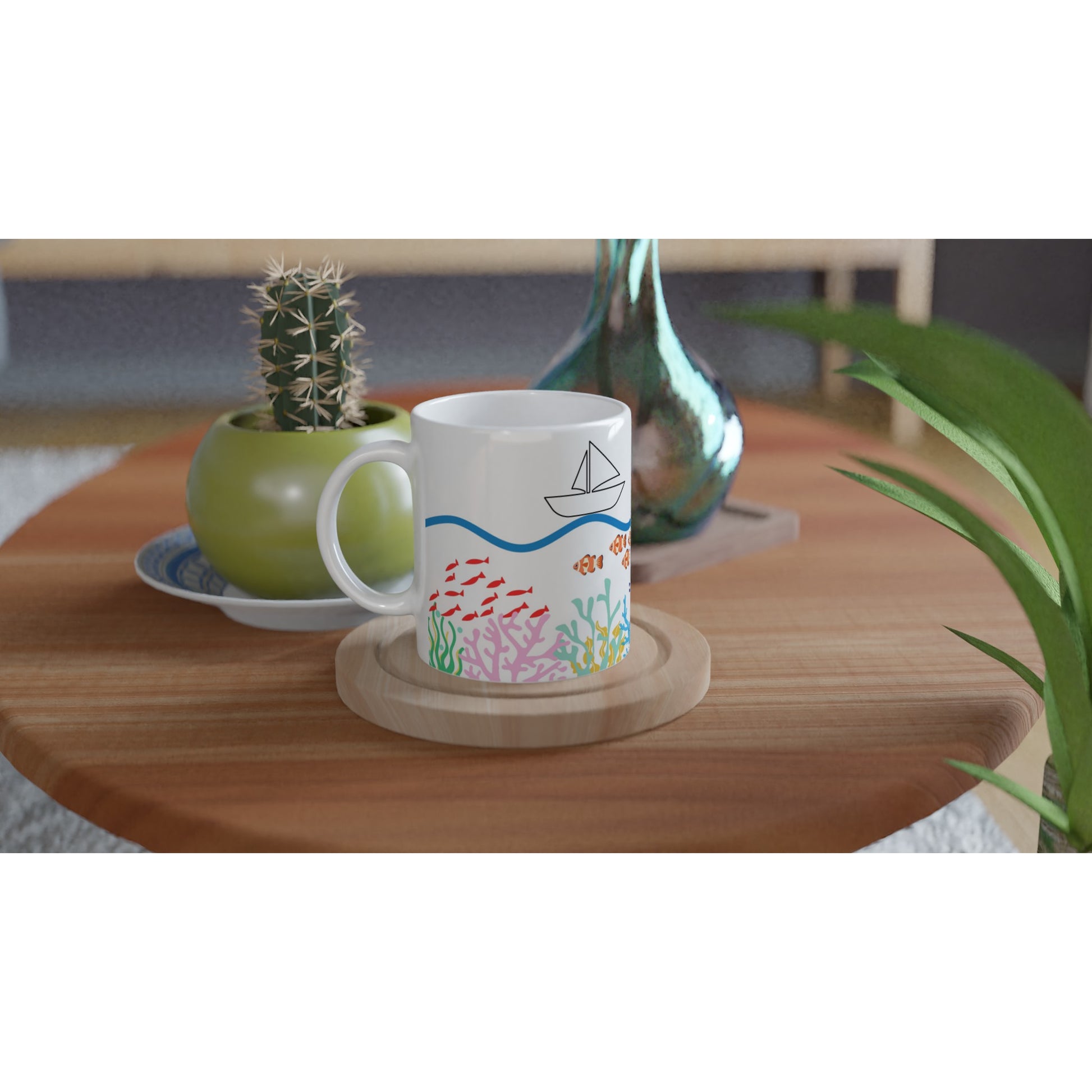 Taza para café con diseño original de corales