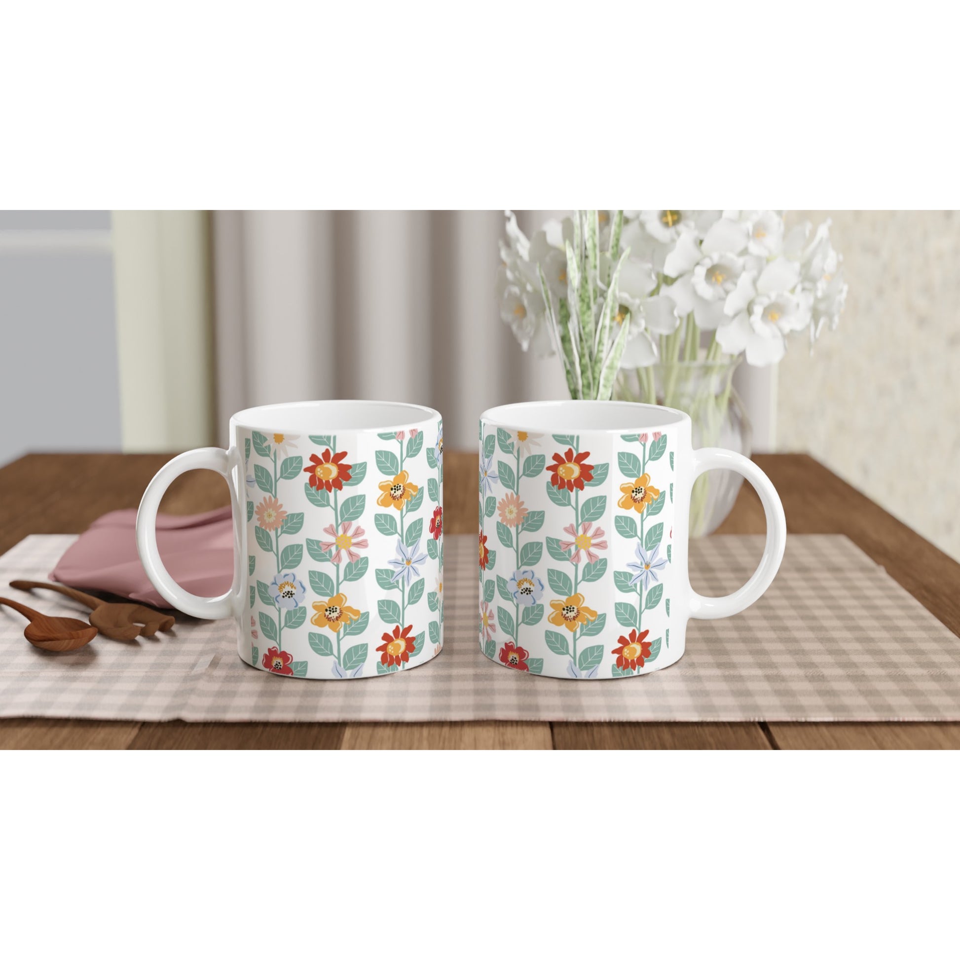 Tazas café cerámica con diseño de flores