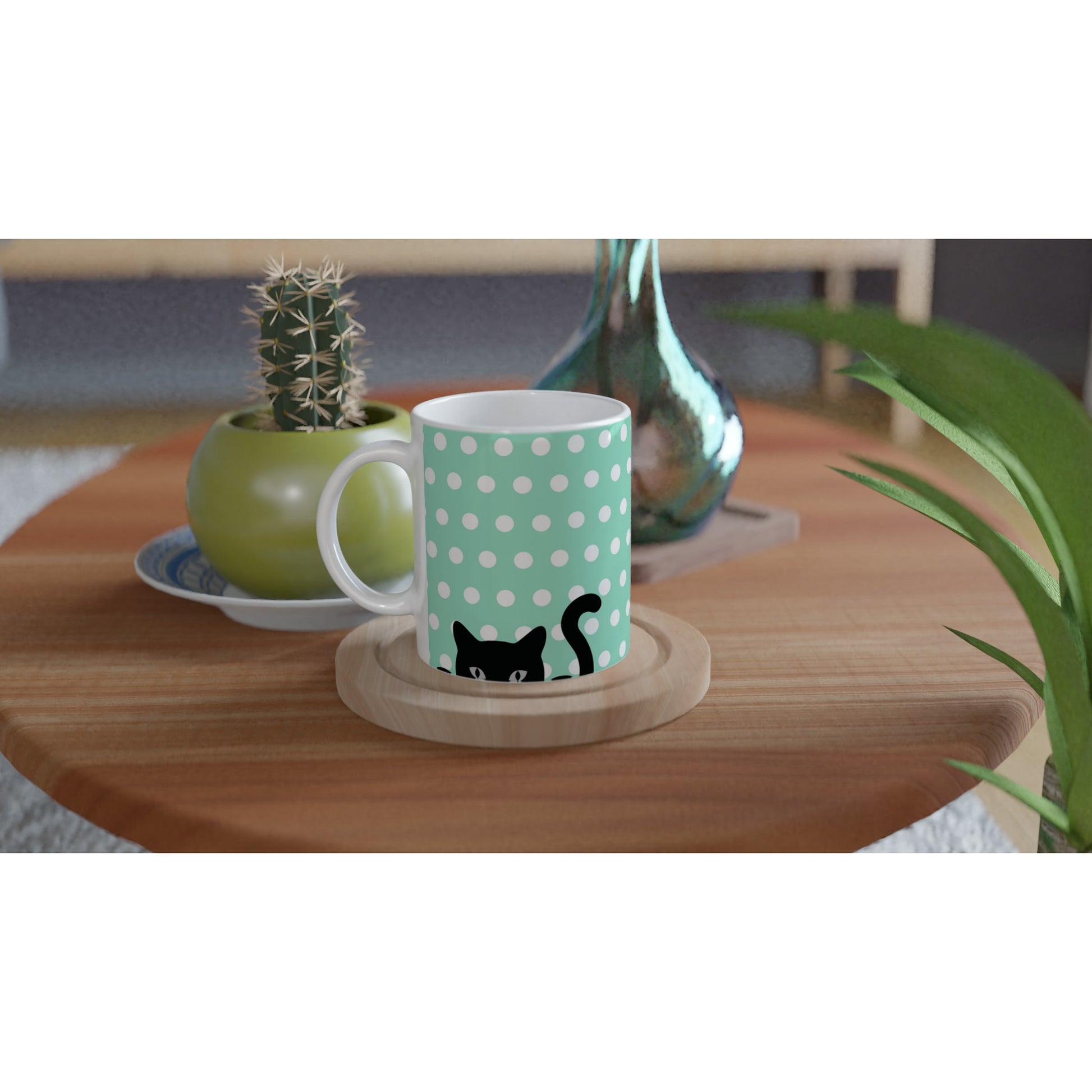 Taza con imágenes de gatitos hermosos  asomándose 