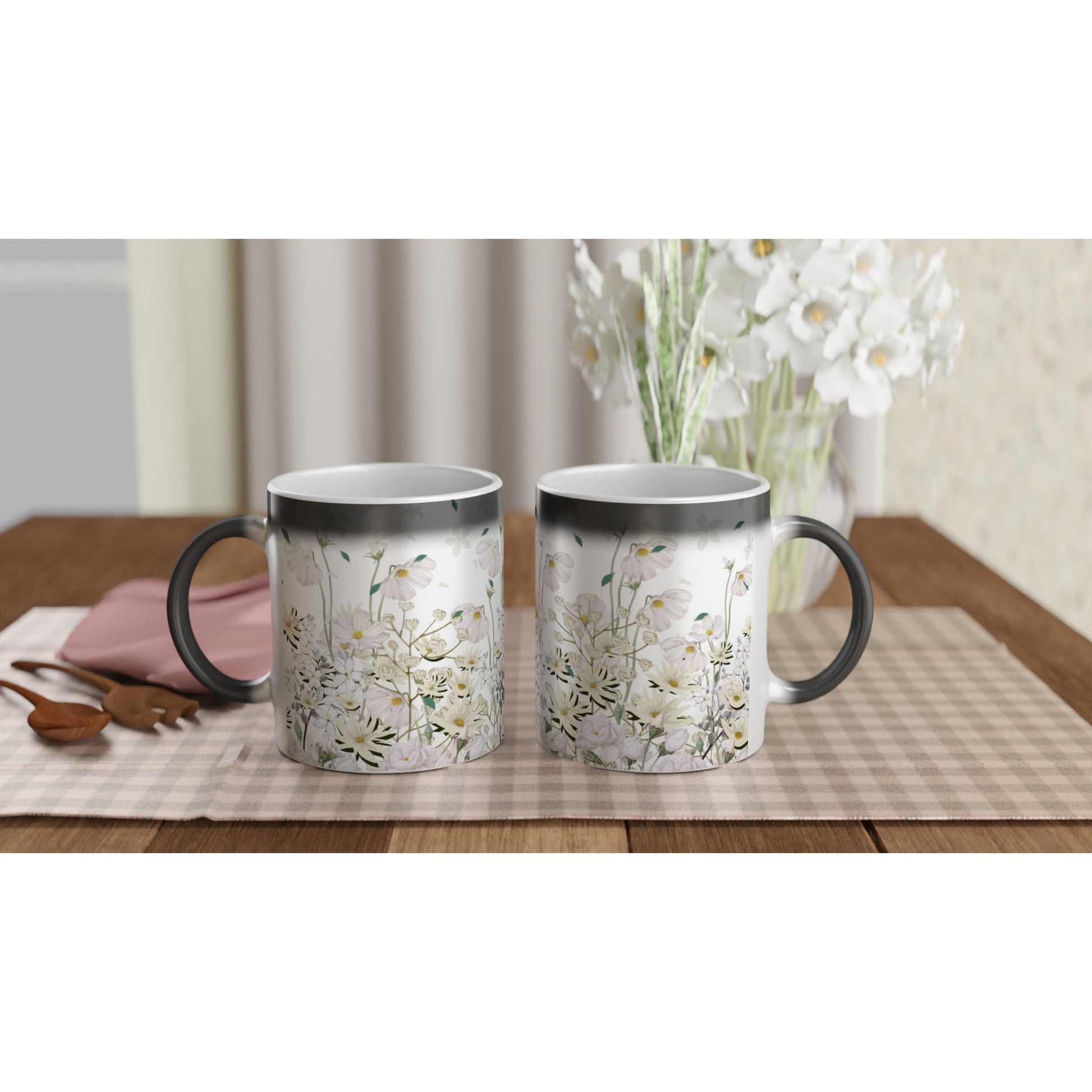 Tazas de café mágicas con diseño original de flores