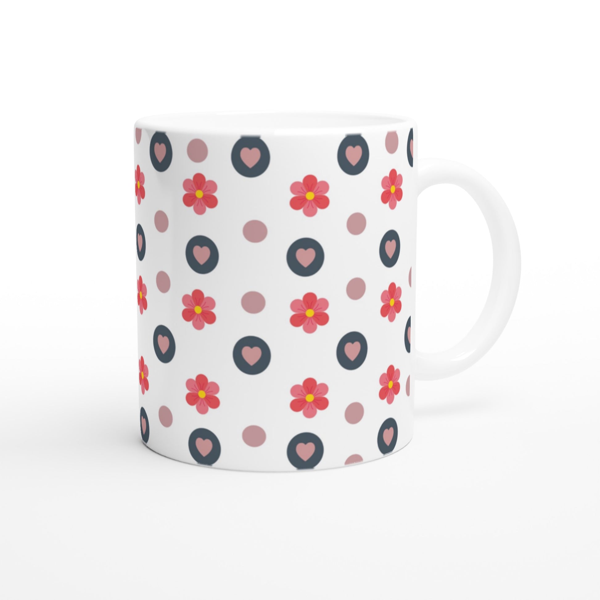 TAZA DE CAFÉ BONITA CON CORAZONES  Y FLORES