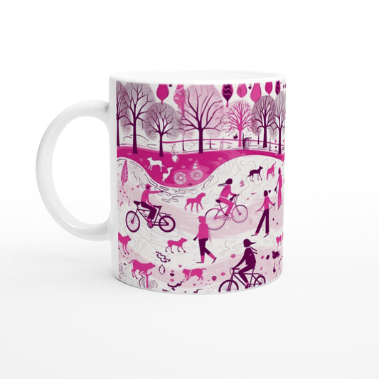 Taza bonita de un parque lila