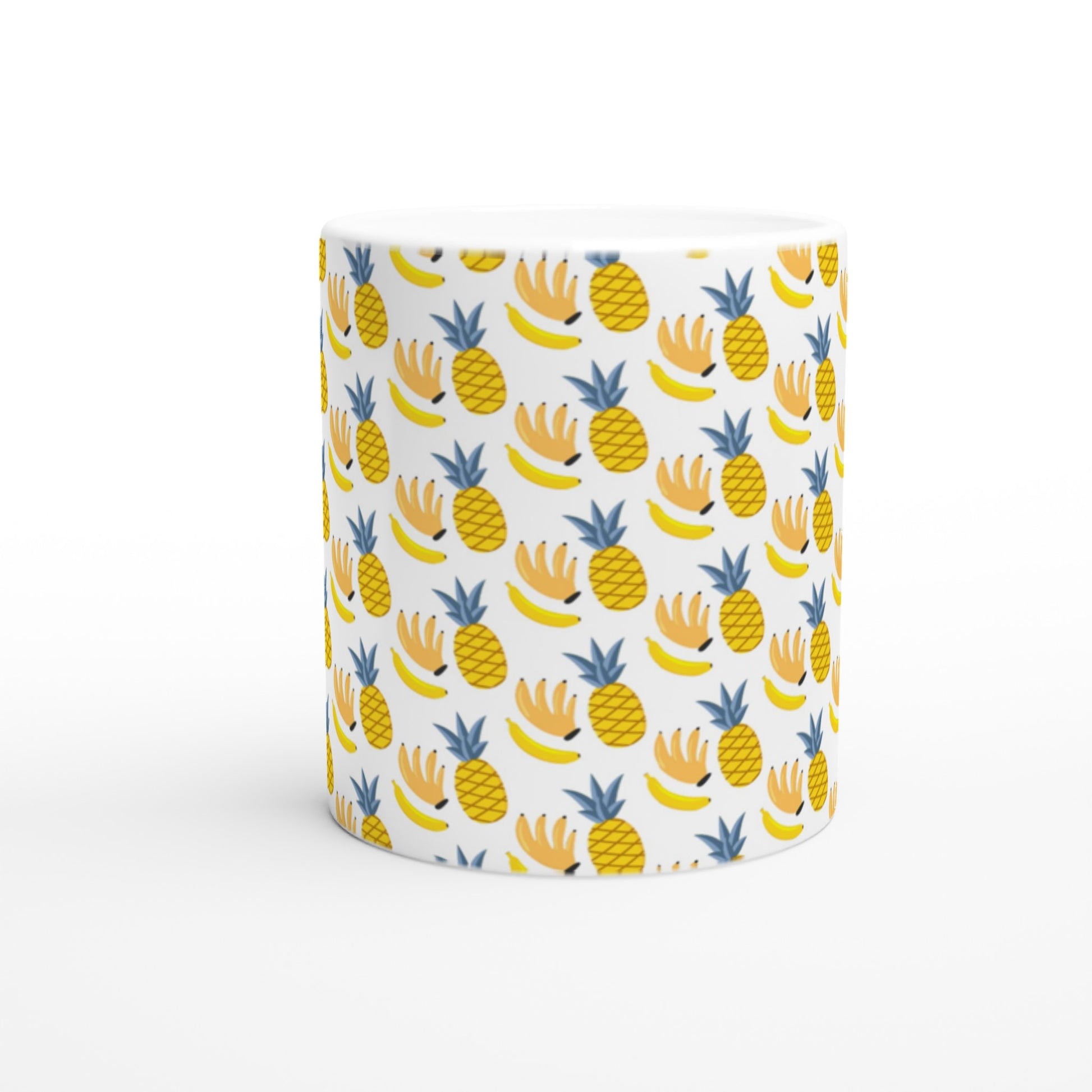 Taza de café con diseño de frutas tropicales