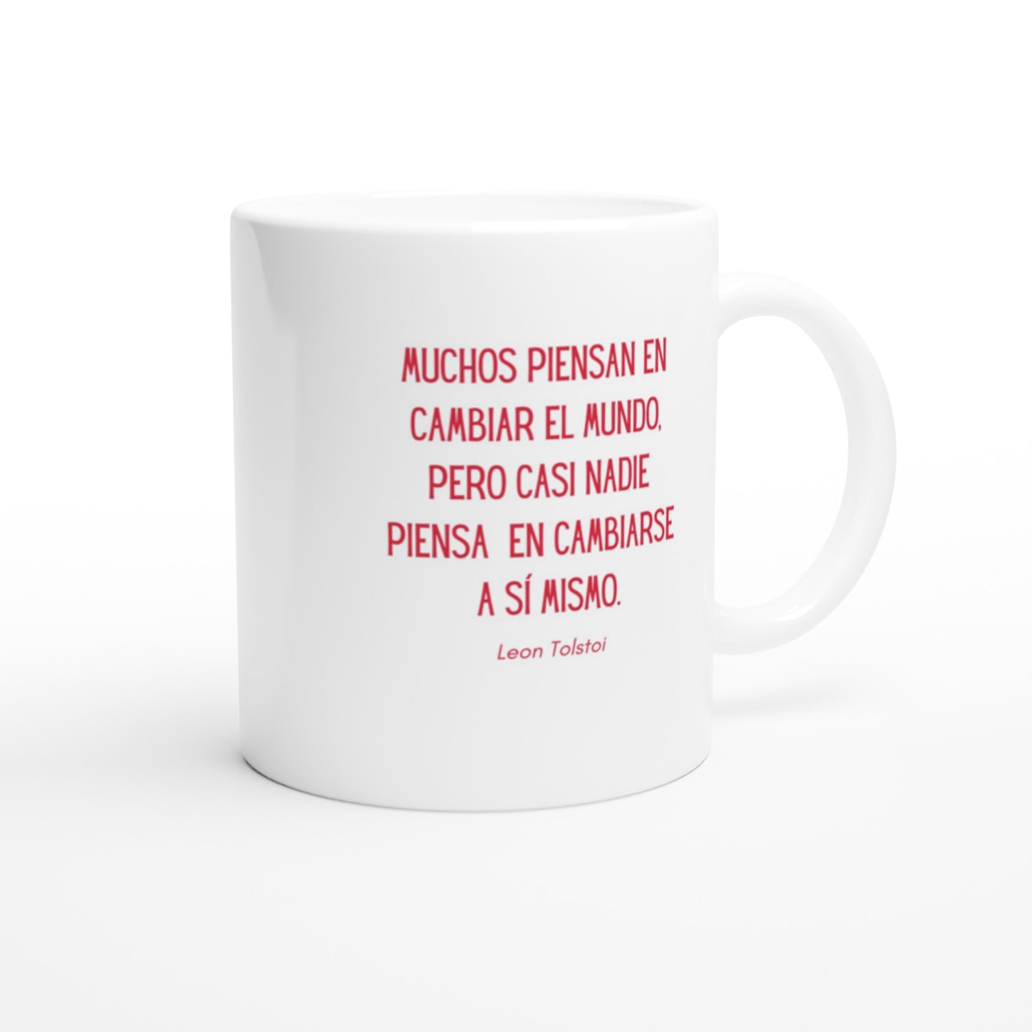 Taza con mensaje de motivación de León Tolstói