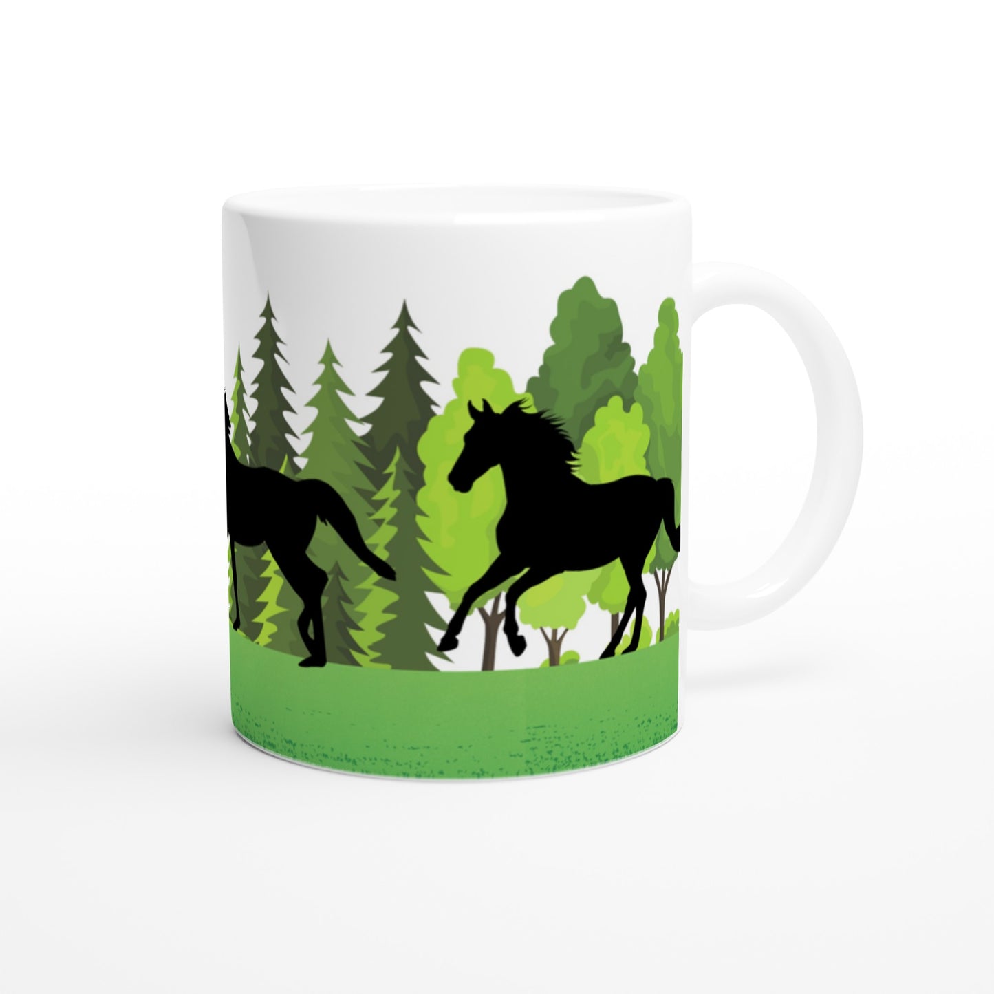 Bonita taza de paisaje con caballos
