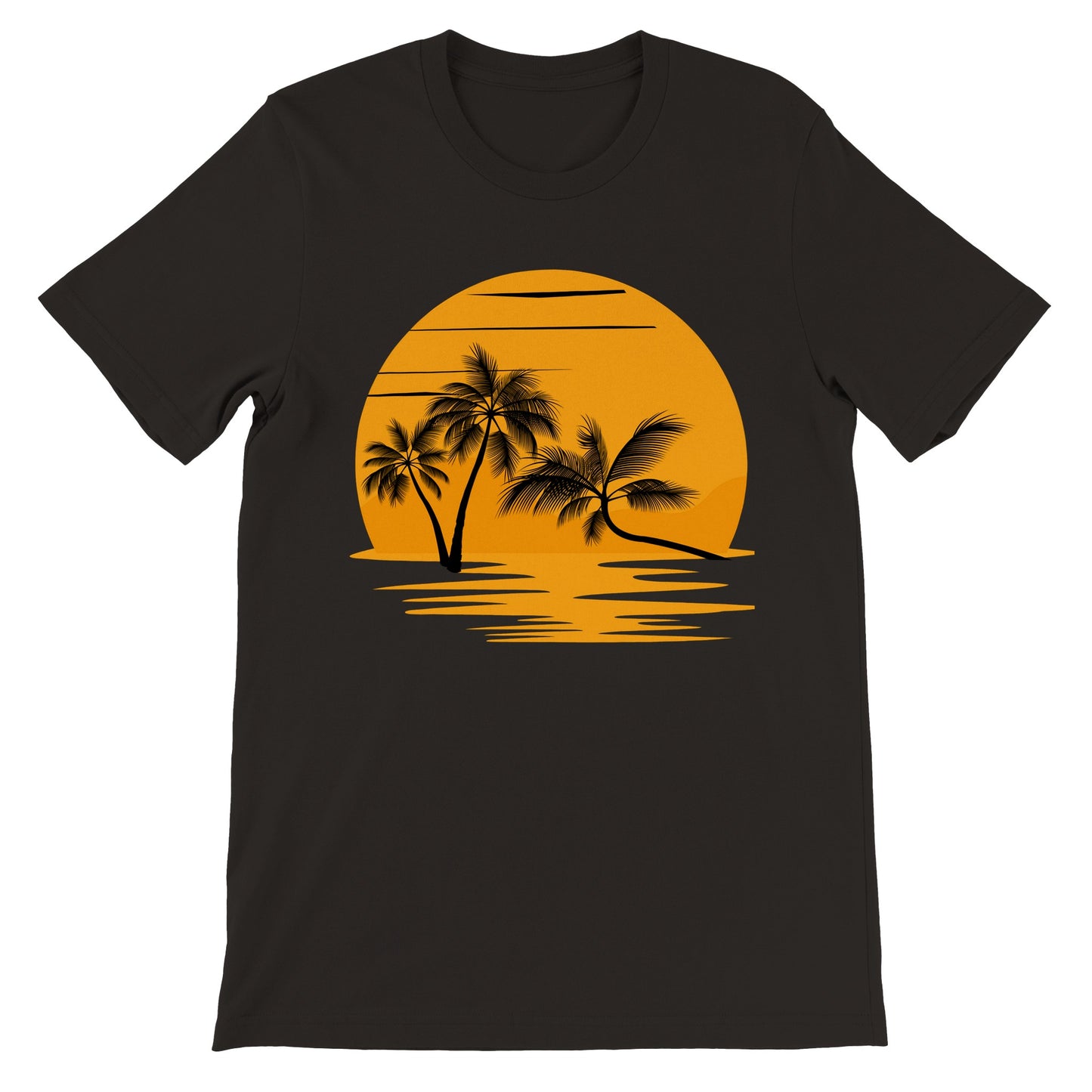 Camiseta negra para hombres con diseño de paisaje en la playa